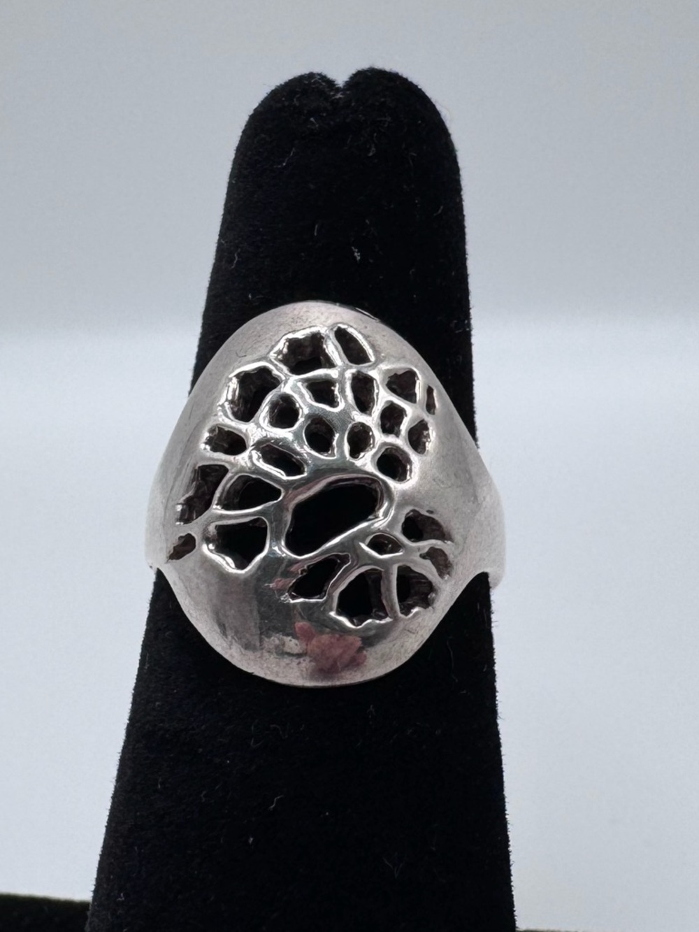 Sterling Silver 925 Butterfly Flower Cutout Dome Ring Sz 5